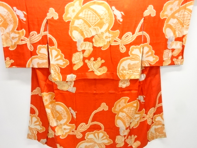 JAPANESE KIMONO / ANTIQUE JUBAN / SILK / KINSHA / EMBROIDERY / SMALL MALLET